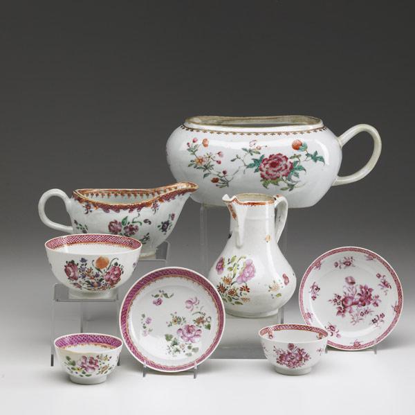 Appraisal: CHINESE EXPORT Eight pieces include three pitchers two handle-less cups