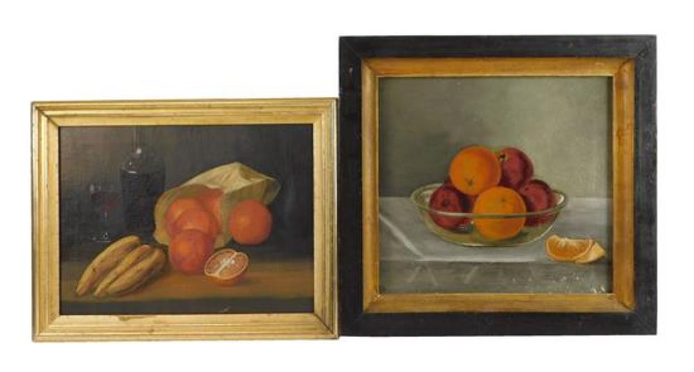 Appraisal: Two th C oils on canvas still lifes with fruit