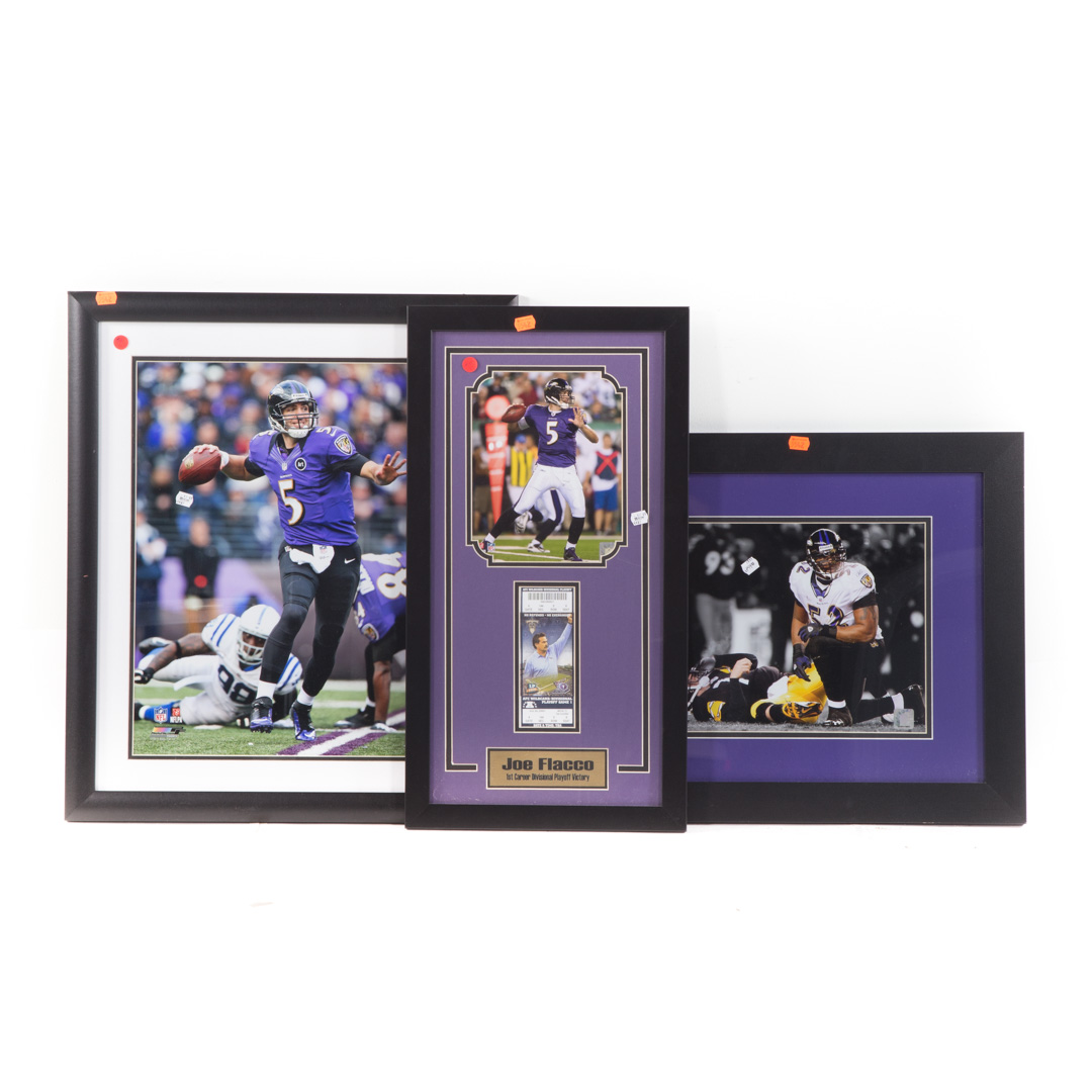 Appraisal: Three photos of Baltimore Ravens framed