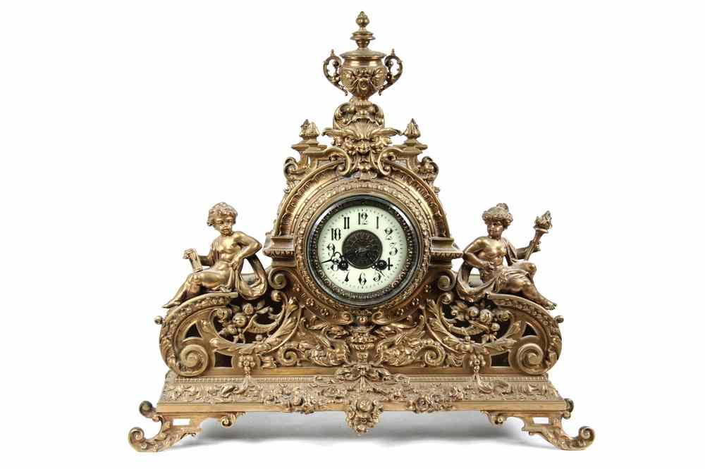 Appraisal: MANTEL CLOCK - Fancy German Baroque Style Gilt Brass Mantel