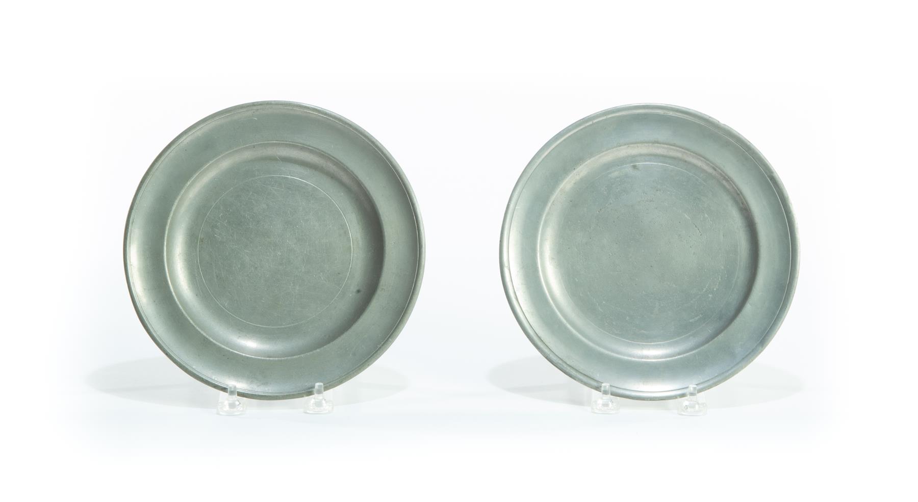 Appraisal: TWO AMERICAN PEWTER PLATES Marked Jacob Whitmore Middletown Connecticut -