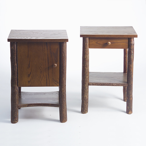 Appraisal: RUSTIC Pair of end tables of recent vintage one with