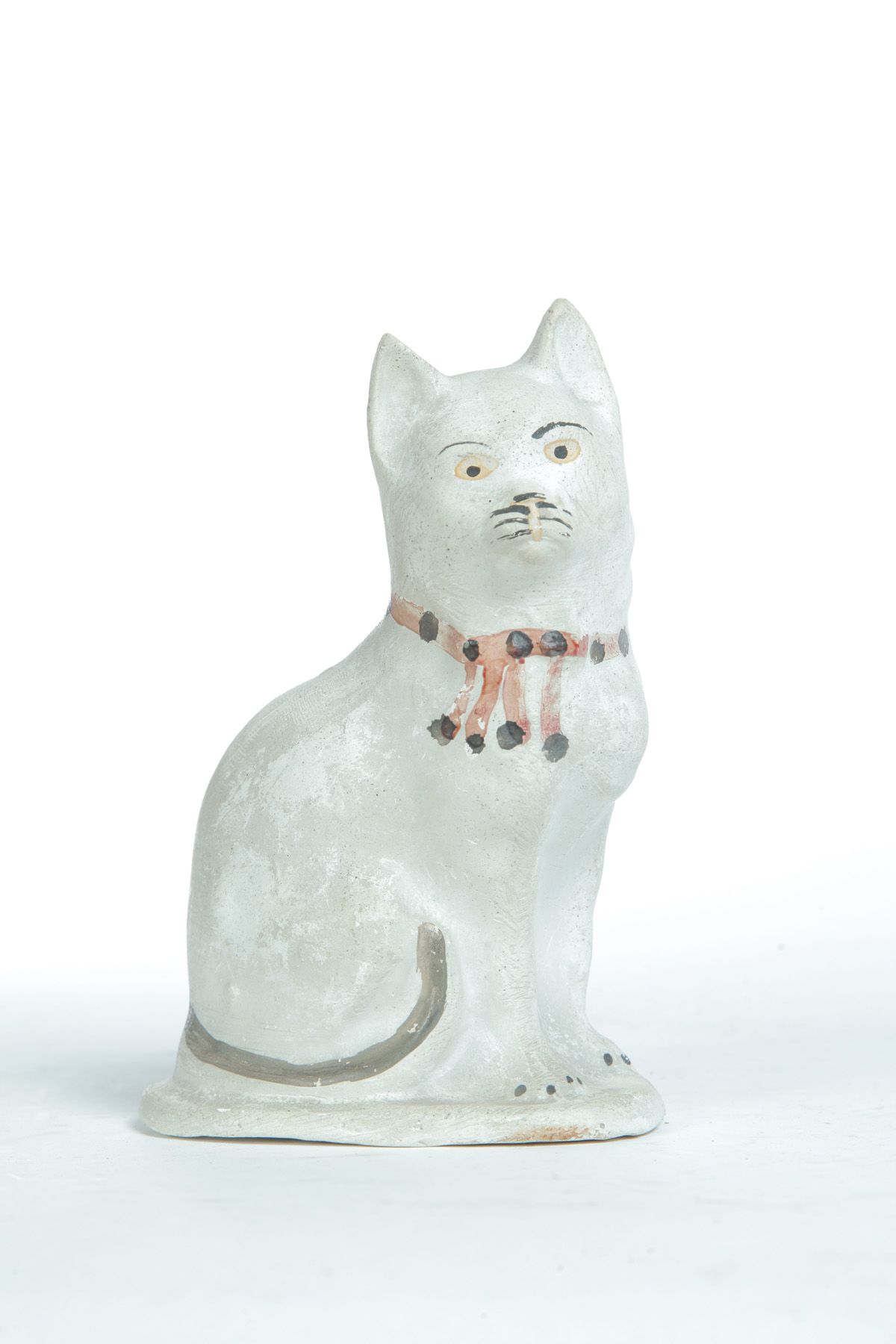 Appraisal: AMERICAN CHALKWARE CAT Late th century Seated cat with original