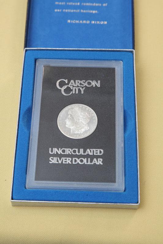 Appraisal: CARSON CITY SILVER DOLLAR In a lucite case and dated