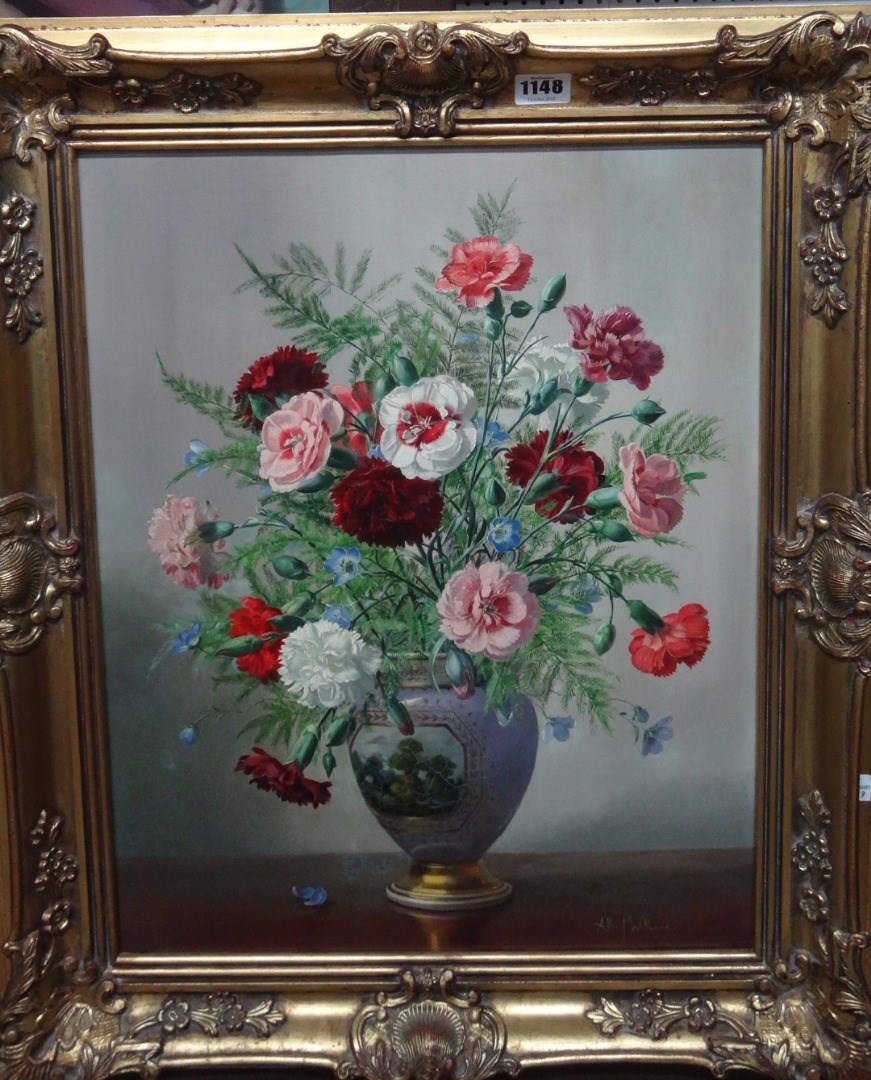 Appraisal: Albert Williams - Still life of carnations in a vase