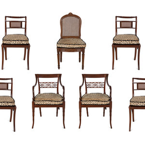 Appraisal: A Set of Four Regency Style Mahogany Cane Seat Dining