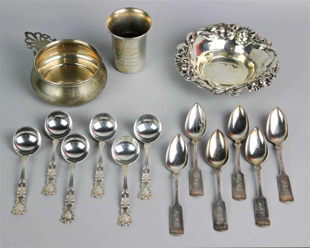 Appraisal: GROUP OF AMERICAN SILVER CABINET AND FLAT TABLE ARTICLES including