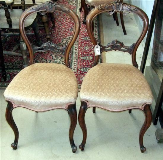 Appraisal: Set of six Victorian walnut open back dining chairs with