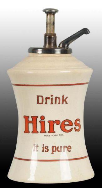 Appraisal: Hires Root Beer Hourglass Ceramic Syrup Dispenser Description Circa s