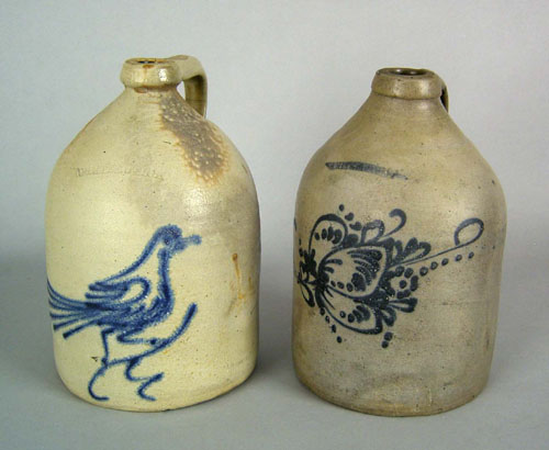 Appraisal: Two stoneware jugs impressed Whites Utica one with stylized flower