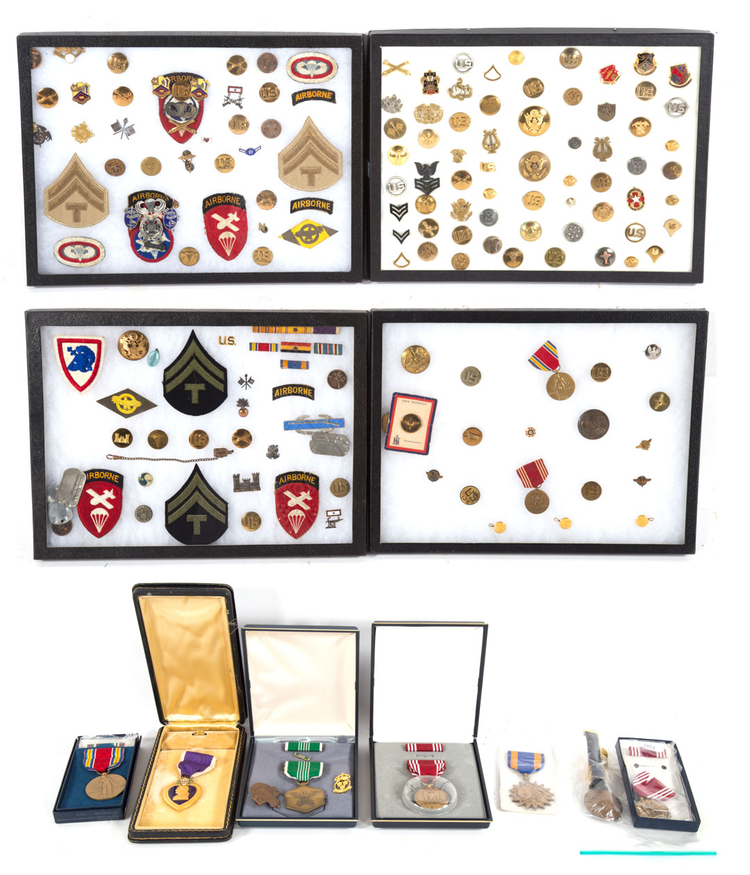 Appraisal: Military Medals WW-WW Miscellaneous lot patches medals emblems Condition Additional