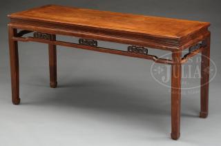 Appraisal: IMPRESSIVE HUANGHUALI AND HARDWOOD CORNER LEG SIDE TABLE IMPRESSIVE HUANGHUALI