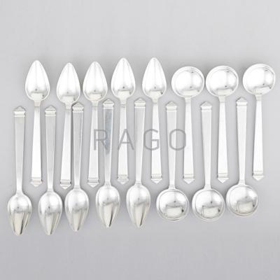 Appraisal: TIFFANY CO HAMPTON SILVER FLATWARE citrus spoons round dessert spoons