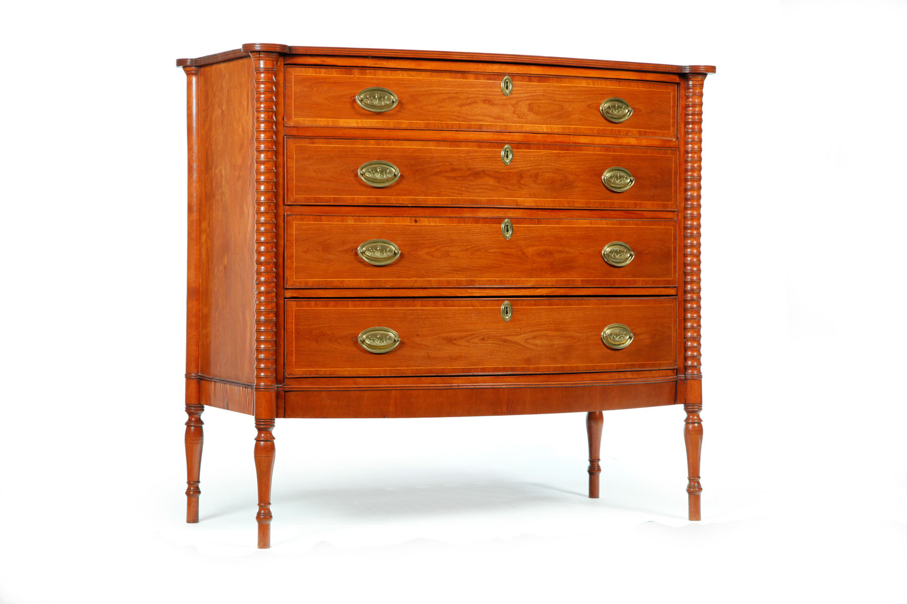 Appraisal: SHERATON BOWFRONT CHEST OF DRAWERS New England early th century