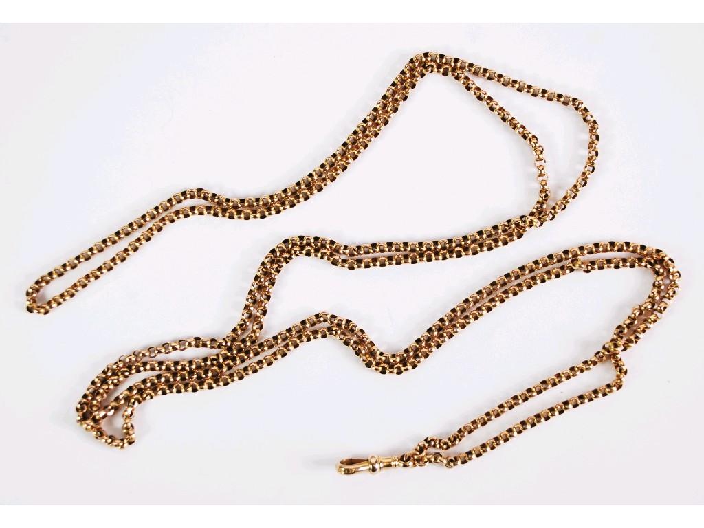 Appraisal: LONG ct GOLD GUARD CHAIN belcher pattern with clip '