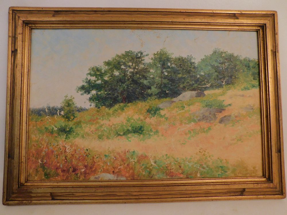 Appraisal: WL METCALF CAPE ELIZABETH PAINTING Old oil painting depicting a