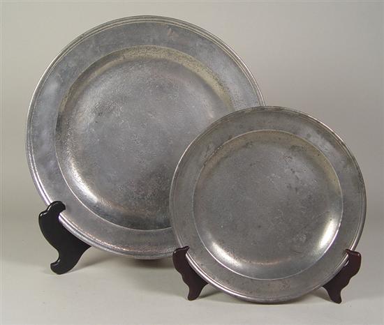 Appraisal: Two Pewter Chargers English charger hallmarked Townsend Compton London -