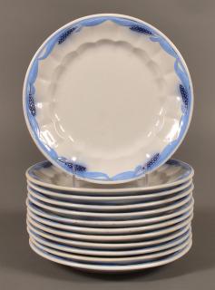 Appraisal: Ironstone China Blue Wheat Pattern Plates Twelve Ironstone China Blue