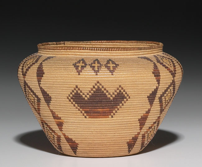 Appraisal: Panamint basketry olla polychrome geometric designs dia x h