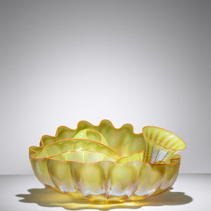 Appraisal: Dale Chihuly b Yellow with Orange Lip Wrap Seaform Six-Piece