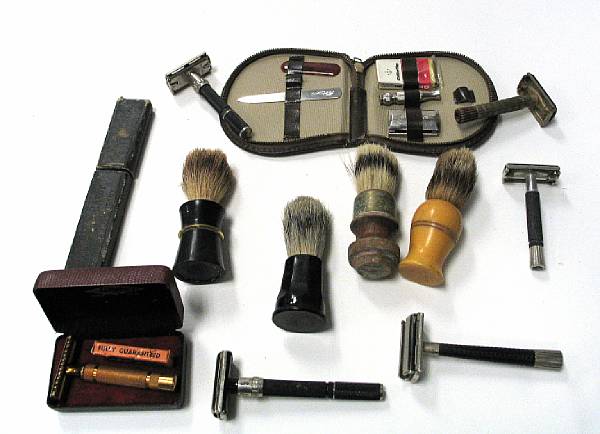 Appraisal: An assortment of Barbering Shaving products Interesting collection of early-mid