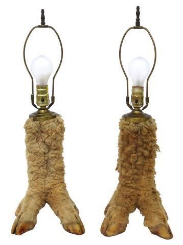 Appraisal: pair Rustic taxidermy ram legs now fashioned as table lamps