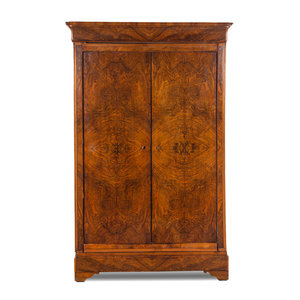 Appraisal: A Louis Philippe Figured Walnut Armoire Second Quarter th Century