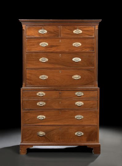 Appraisal: George III Mahogany Secretary Chest-on-Chest fourth quarter th century the