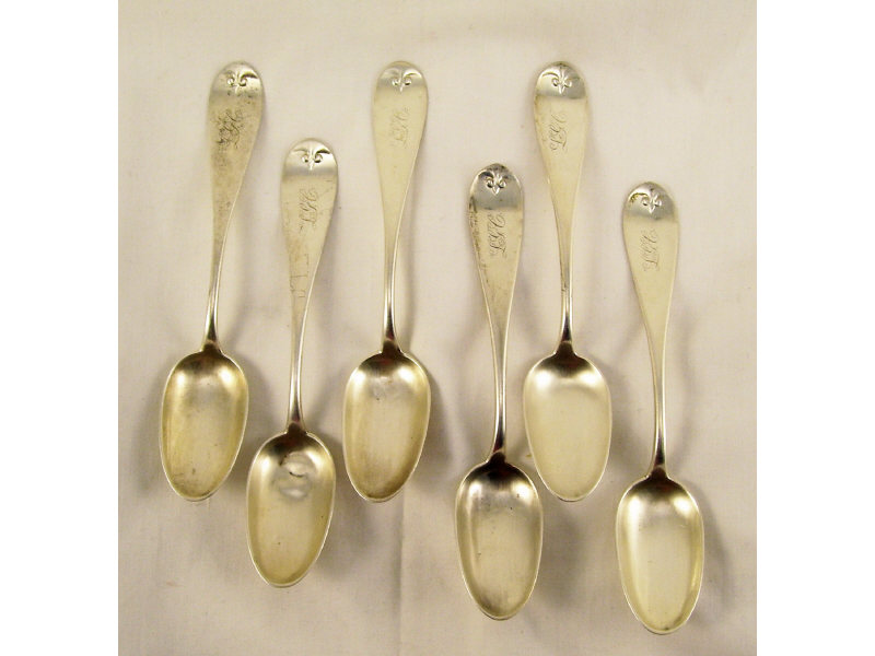 Appraisal: - Sterling Spoons Six sterling teaspoons Retailed by Bell Brothers