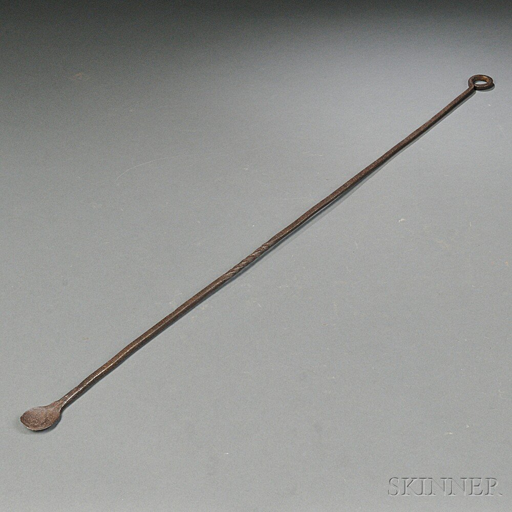 Appraisal: Wrought Iron Long-handled Spoon America late th early th century