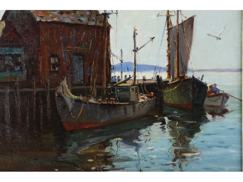 Appraisal: J J Enwright NY - New England Dock oil on