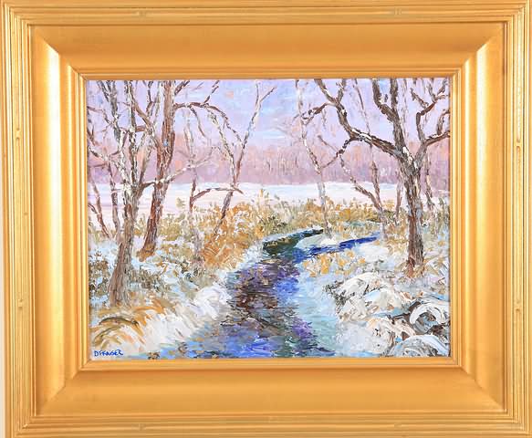 Appraisal: Brook in Winter oil on canvas x SLL D F