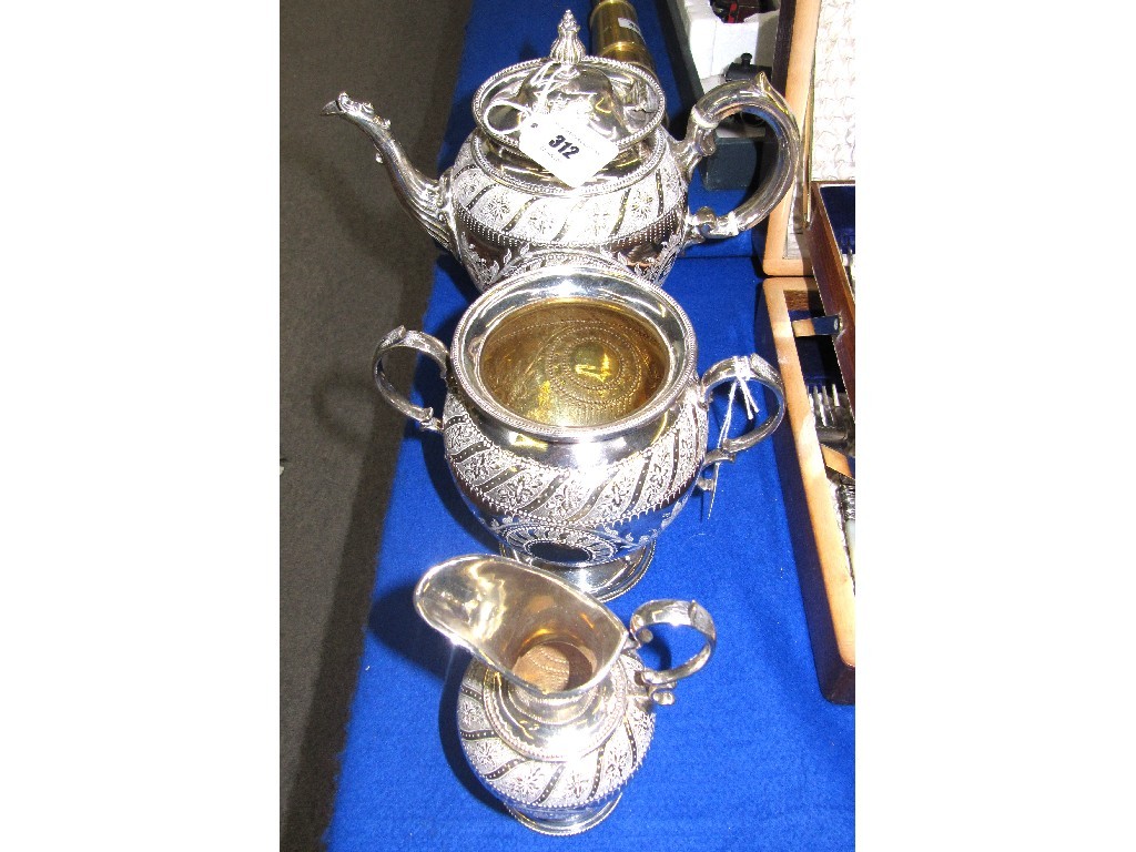 Appraisal: Victorian three piece silver plated tea service