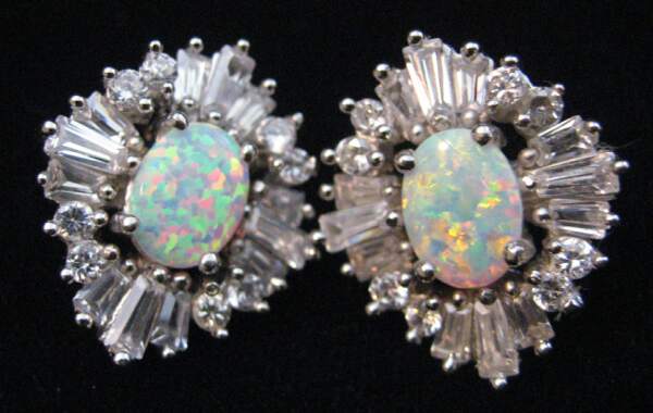 Appraisal: OPAL AUSTRIAN CRYSTALS STERLING EARRINGS