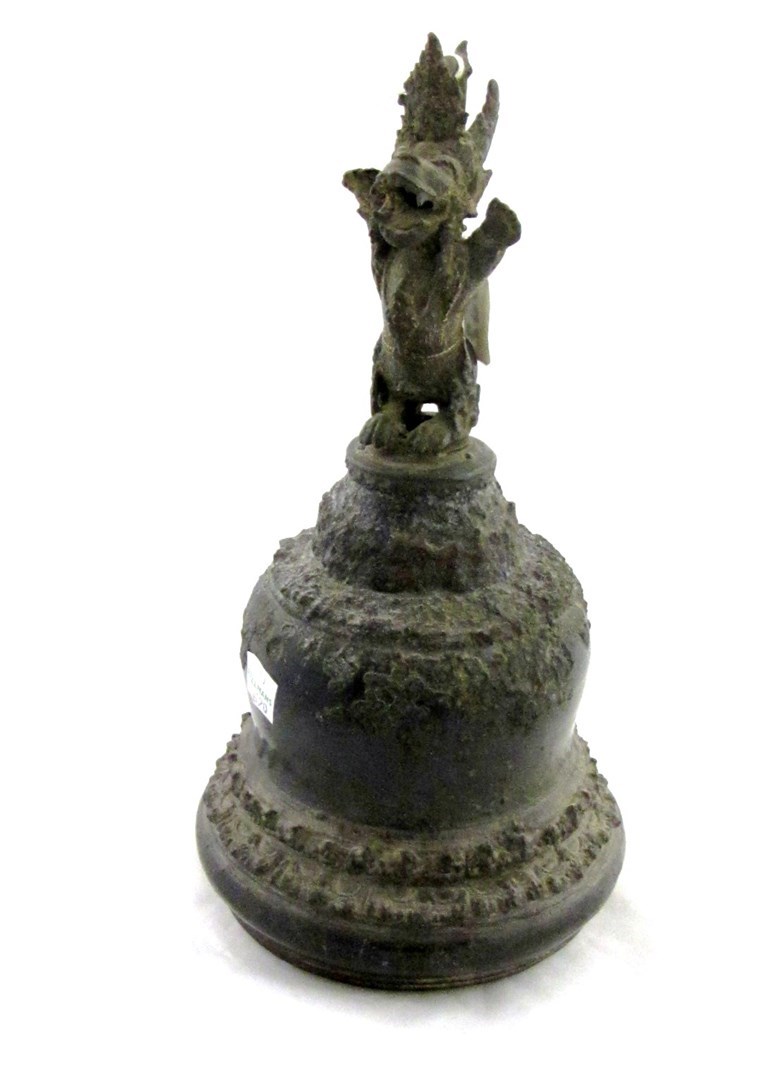 Appraisal: A large Javanese bronze temple bell th century with stupa