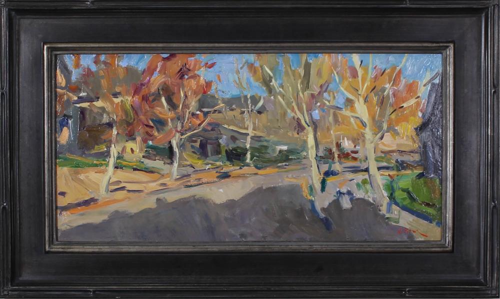 Appraisal: NICK STOQ United States st century oil on board tree-lined