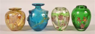 Appraisal: Four Various Contemporary Art Glass Vases Tallest measures h