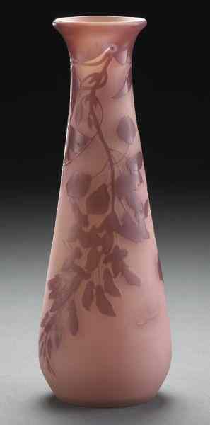 Appraisal: Galle cameo pink glass vase of baluster form overlaid in