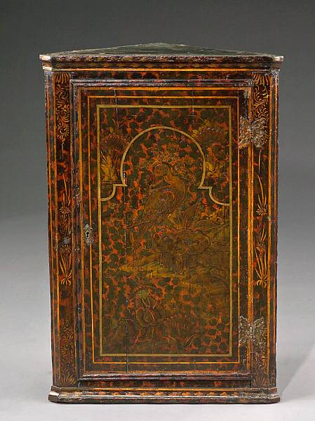 Appraisal: A George III brass mounted faux tortoiseshell and japanned hanging