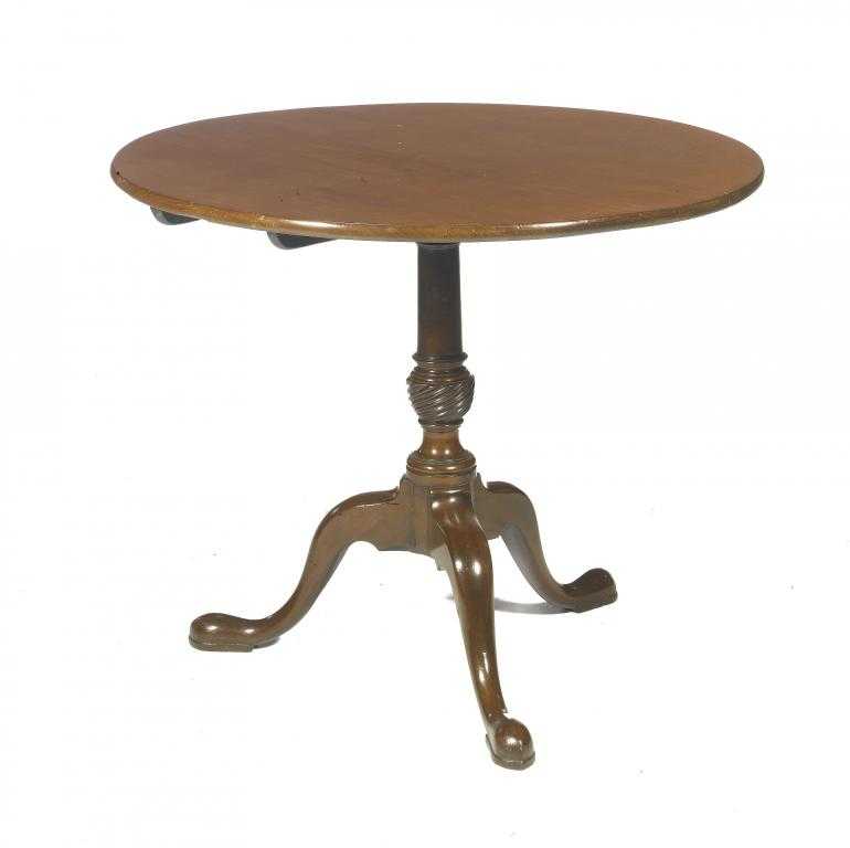 Appraisal: A GEORGE III MAHOGANY TRIPOD TABLE the circular top on