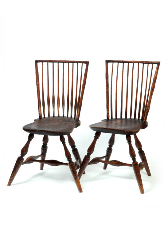 Appraisal: PAIR OF WINDSOR SIDE CHAIRS American ca mixed woods Square