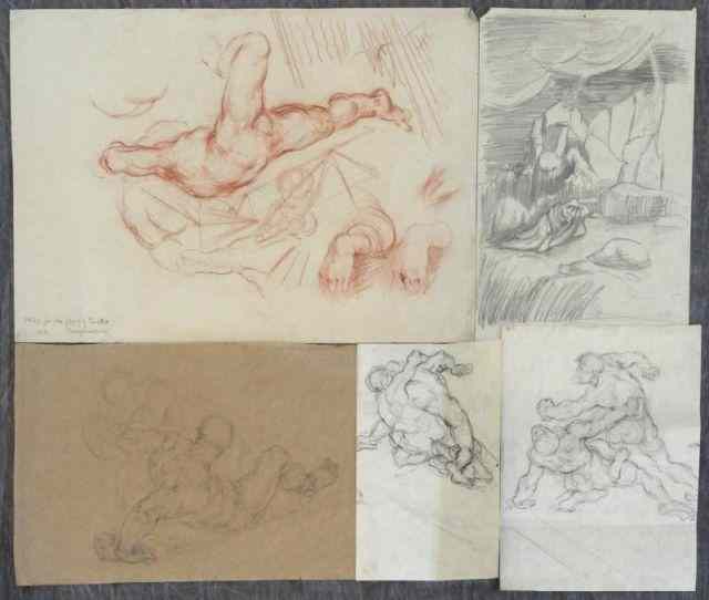 Appraisal: BLOOM Hyman Drawings on Paper ''Study for the Flying Tackle''