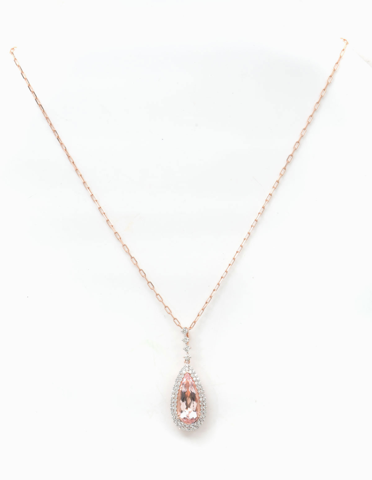 Appraisal: K ROSE GOLD DIAMOND MORGANITE NECKLACE k rose gold pendant