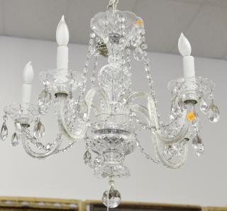 Appraisal: Five light chandelier Waterford style Five light chandelier Waterford style