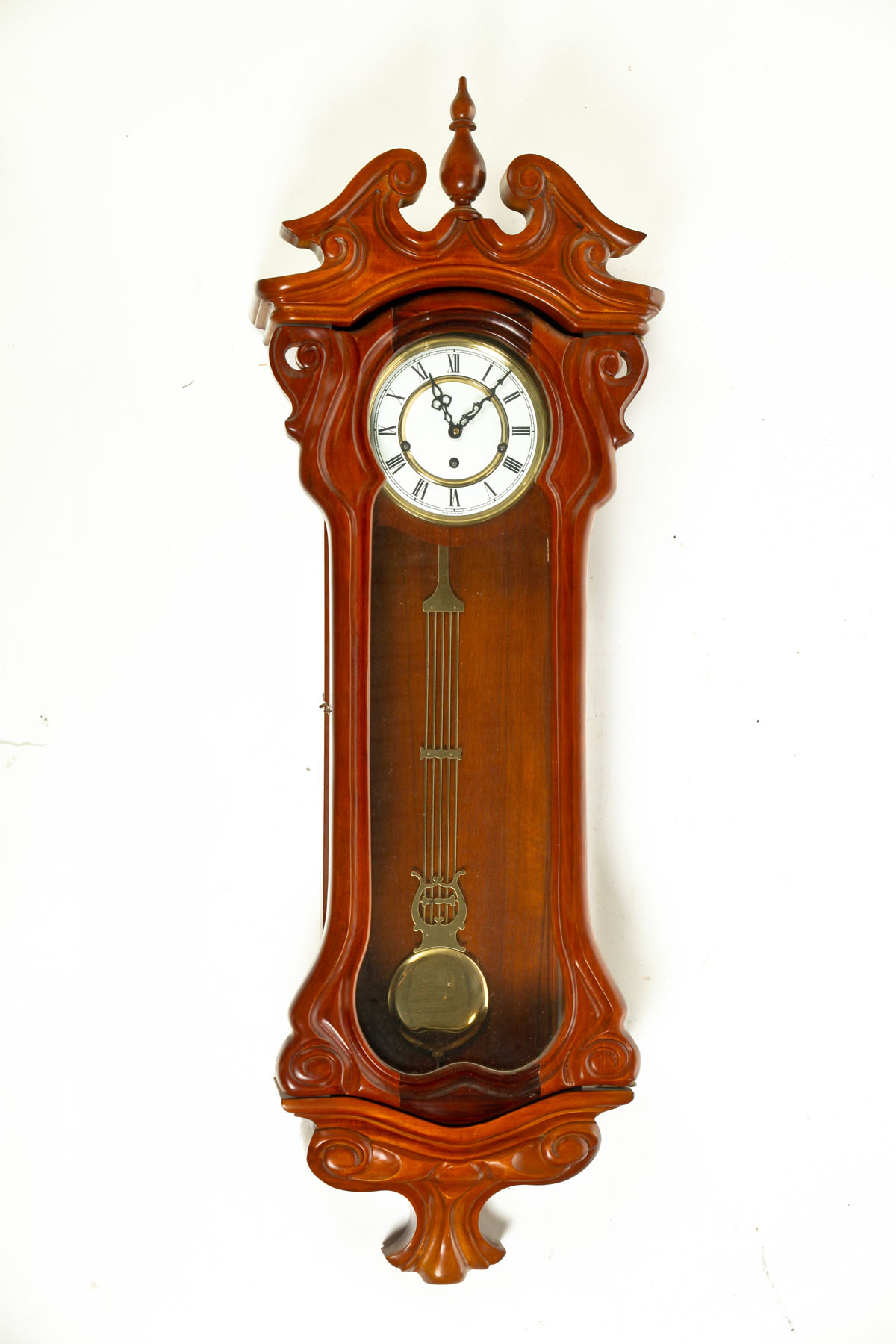 Appraisal: WALL CLOCK Germany late th century mahogany Art Nouveau-style case