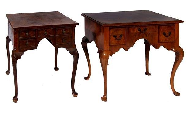 Appraisal: An early Georgian style walnut lowboy with quarter veneered top