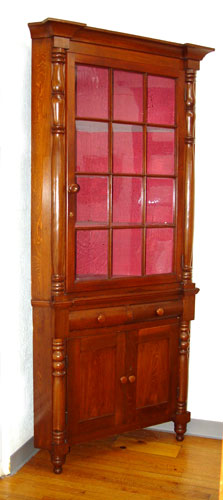 Appraisal: th C LATE EMPIRE AMERICAN CORNER CUPBOARD Cherry and mixed