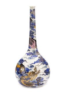 Appraisal: Chinese Porcelain Dragon Motif Bottle Vase Chinese porcelain bottle vase