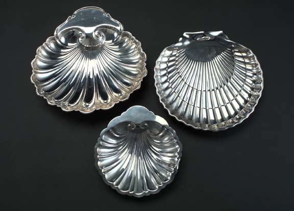 Appraisal: Group of Three Sterling Silver Shell-Form Dishes consisting of a