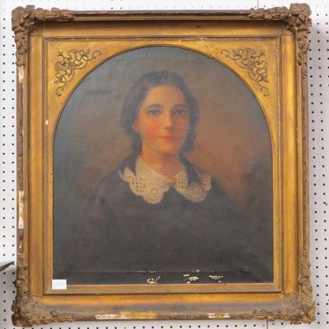 Appraisal: th Century Portrait Painting of a Woman arch top image